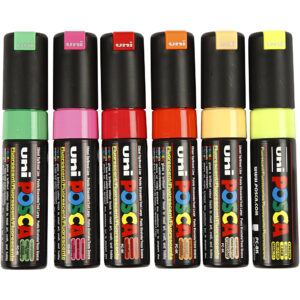 278900 Posca Marker 8 mm breed diverse kleuren 6 stuks